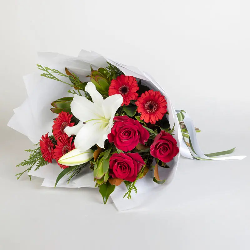 Festive Blooms Seasonal Red & White Bouquet